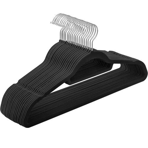 SONGMICS Bársony Ruhafogas - 20 db - Fekete