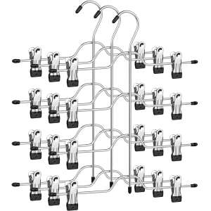3-piece trouser hanger set with 4 hooks each, Nancy Homestore, 32 x 0.4 x 35 cm, metal, silver 104644422 - Interior design