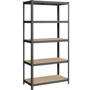 SONGMICS metal storage shelf with 5 shelves, black, 200x100x50cm - SONGMICS