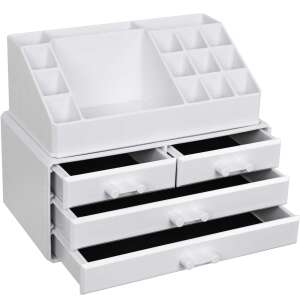 SONGMICS white makeup organizer with 4 drawers and 16 compartments - SONGMICS