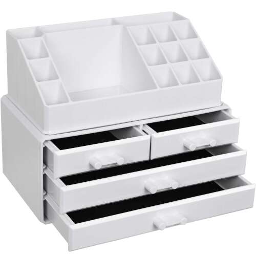SONGMICS white makeup organizer with 4 drawers and 16 compartments