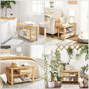 Поставка за обувки, Nancy Homestore, Бамбук, 3 нива, 70 x 28 x 45 см, Естествен 104644862 - Съхранение на обувки