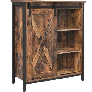 VASAGLE Comoda tip bufet cu usa glisanta si rafturi reglabile, stil industrial, 70x30x80cm, maro rusitc 104644837 - Comode