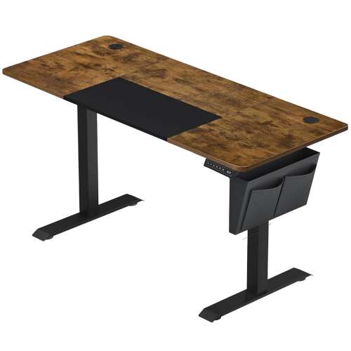 SONGMICS electric height adjustable standing desk, rustic brown, 60x140x(72-120)cm