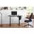 SONGMICS electric standing desk with side storage pocket, rustic brown, in home office setting