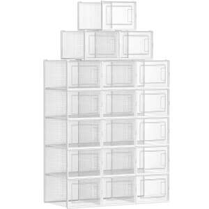 18 Stackable Shoe Storage Boxes Set, Foldable and Versatile, Transparent 104644930 - Shoe Storage