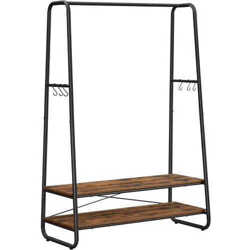 Vasagle Clothes Rack with Shoe Rack, 2 Shelves, 6 Hooks, 45x100x160 cm, Rustic Brown 104645159