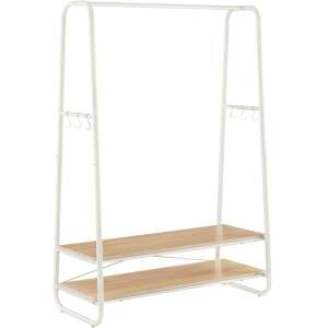 VASAGLE suport de haine alb cu raft pentru pantofi, 2 rafturi, 6 cârlige laterale, 45x100x160 cm - Suport pentru haine