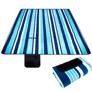 Picnic or Beach Blanket with Insulation Foil and Handle, 200x200cm, White Blue 104645354 - Beach Item