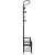 Black metal coat rack with shoe shelf, 18 hooks, 2 shelves, 187x67cm, side view