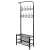 Black metal coat rack with shoe shelf, 18 hooks, 2 shelves, 187x67cm