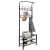 Black metal coat rack with shoe shelf, 18 hooks, 2 shelves, 187x67cm, in a hallway