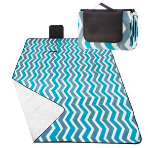 Picnic or Beach Blanket with Insulation and Handle, 160x200cm, Blue White 104646461 - Beach mat