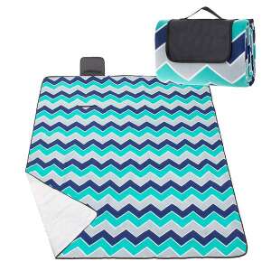 Picnic or Beach Blanket with Insulation Foil and Handle, 180x220cm, Blue-Green 104646465 - Beach mat