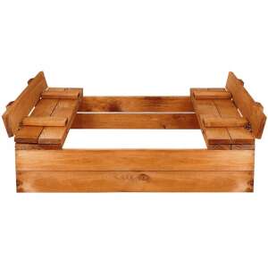 Wooden sandbox with lid, 98x98cm, brown - Sandbox