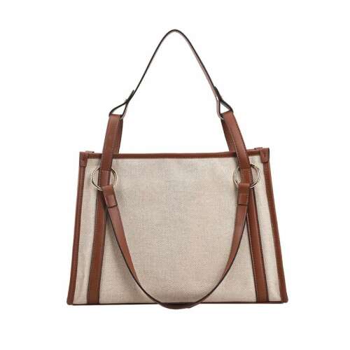 Dollcini svetlohnedá plátnená taška s hnedými koženými detailmi