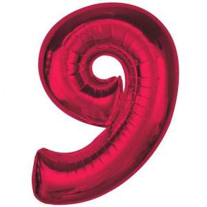 SMART - Piros Fólia Lufi - 9-es Szám - 92cm