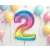 Színes 2-es szám fólia lufi pasztell lufikkal születésnapi dekorációhoz