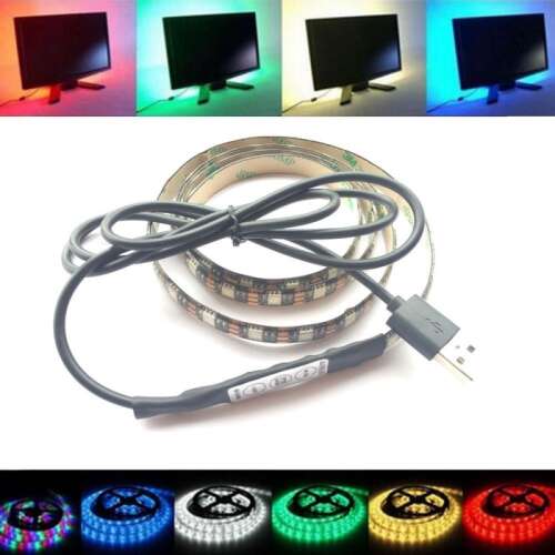 LED szalag USB csatlakozóval, többféle szín, hangulatvilágítás