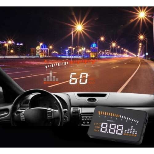 OBD HUD Head Up Display szélvédőre vetítő, sebesség, fordulatszám és egyéb adatokat mutat - Autós sebesség kijelző