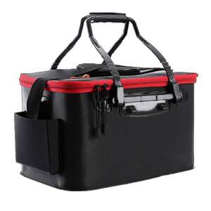 Fekete összecsukható horgásztáska hordozó fogantyúkkal és vállpánttal - Horgásztáska & botzsák