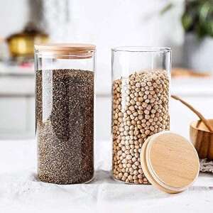 Bambusz Fedéles Üveg Tároló - 300 ml