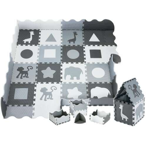 Pepita 150x150cm Großes, dickes Schwammpuzzle, abnehmbare Form, grau-weiß