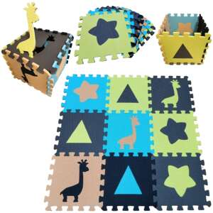 Pepita Velika Premium Spužva slagalica 94,5x94,5cm (9 kom 31,5x31,5cm) - Životinje i Oblici #smeđe-plava
