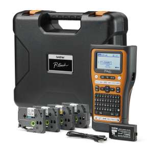 Imprimantă de etichete Brother P-touch PT-E560BTSP cu geantă de transport, 4 benzi de etichete, adaptor de alimentare și cablu USB - Papetărie