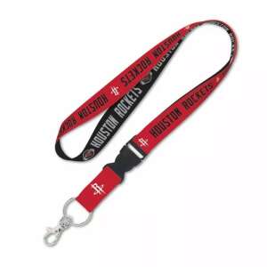 Houston Rockets lanyard, red and black lanyard with team logo and text, WinCraft - Dressing Accessory