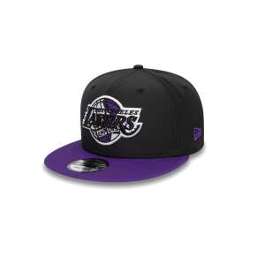 New Era Los Angeles Lakers 9FIFTY Snapback Baseball Cap, Black with Purple Underbill - For man