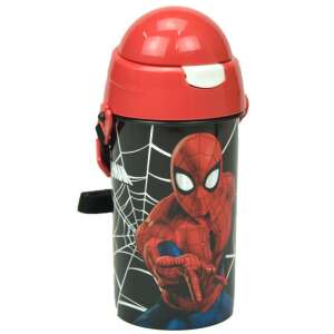 Fľaša na vodu Spiderman, 500 ml, červený uzáver, čierna fľaša s dizajnom Spidermana - Preprava jedla a nápojov