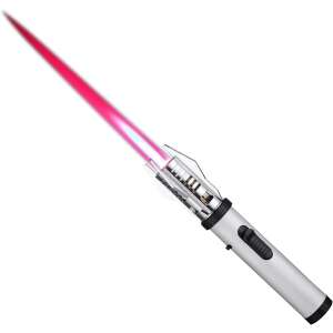 Fénykard alakú öngyújtó, szélálló, újratölthető, 20 cm, króm - OEM