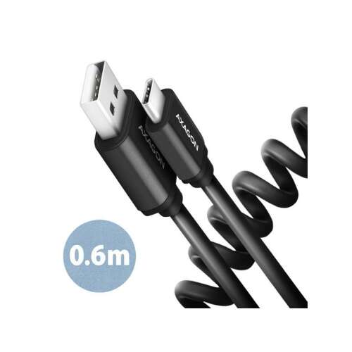 Axagon BUCM-AM10TB Twister USB-C 2.0 auf USB-A 0,6 m schwarzes Spiralkabel