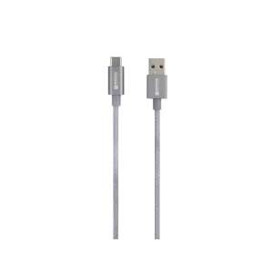 Skross USB-C-120-STEEL 1,2 m USB auf Typ-C Daten- und Ladekabel, graues geflochtenes Kabel - Skross
