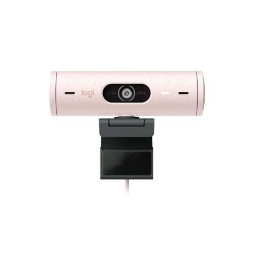 Webcam Logitech Brio 500 Full HD, roz, vedere din față