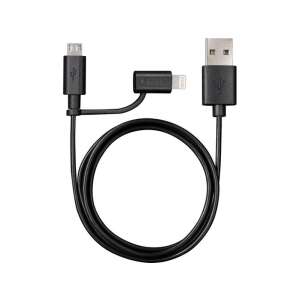 Cablu Varta 57943101401 1m 2 în 1 USB - microUSB/Lightning negru pentru date și încărcare - Cabluri Lightning
