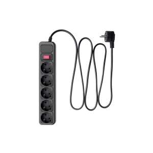 Akyga AK-SP-06A fekete 5-ös elosztó túlfeszültség védelemmel, kábellel és dugóval - Akyga
