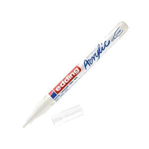 Marker acrilic Edding 5300 F, culoare albă, grosimea liniei 1-2 mm, pentru pânză, carton, masă, hârtie - Markere