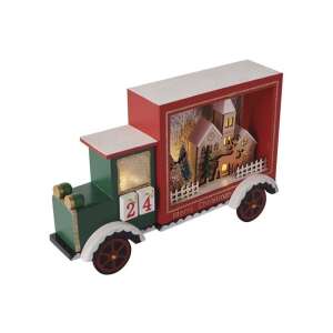 Emos DCWW32 Calendar Advent LED Camion, 20x30cm, Lemn, Roșu și Verde, Decor Crăciun - Calendare de Advent