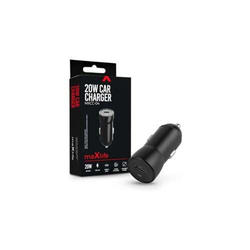 Încărcător auto Maxlife 20W cu conector tip C, negru