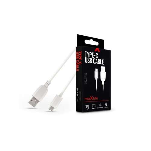 Maxlife TF-0174 1m Type-C USB kábel, fehér, 3A, adat és töltés - Maxlife