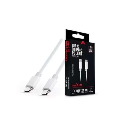 Maxlife TF-0182 2m 100W Typ C Stecker-zu-Stecker weißes Daten- und Ladekabel