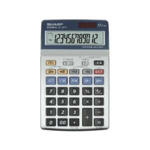 Sharp EL-337C asztali számológép, 12 számjegyes kijelző, kettős tápellátás, ezüst és kék - Sharp