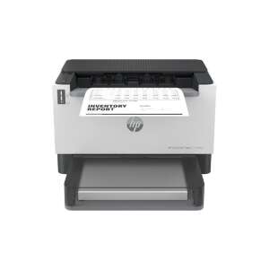 Imprimantă laser monocromă HP LaserJet Tank 2504dw, wireless, vedere din față, imprimă un document - HP Imprimante laser