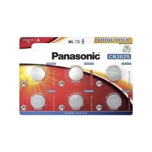 Panasonic CR2025 3V lítium gombelem, 6 db-os csomag - Panasonic