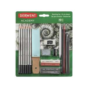 Derwent Academy 19-teiliges Skizzenset, Bleistifte, Spitzer, Radiergummi und Mischwerkzeuge - Graphitstifte