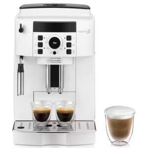 Masina de cafea automată De'Longhi ECAM21.117.W Magnifica S albă, care prepară două cești de cafea și un cappuccino - Rasnite și Aparat de cafea automat