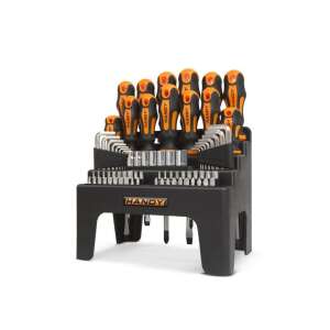 Set de șurubel Handy de 77 piese cu suport, include șurubel, biți, chei hexagonale și prize - Șurubelnițe