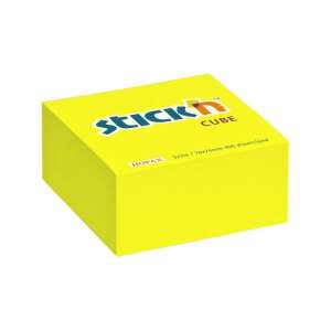Stick'N Cube neon gelber selbstklebender Notizblock, 400 Blätter, 76x76 mm - Notizblöcke